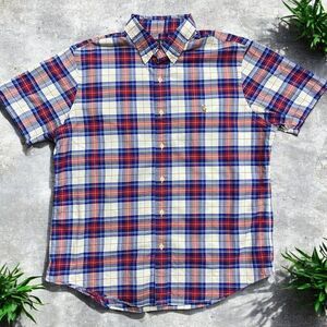Polo Ralph Lauren Classic Fit Plaid Red White Blue Shirt Cotton Mens Size Large